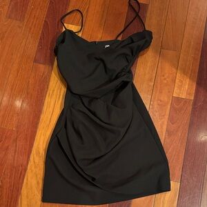 Zara Chic Black Mini Dress cut out side